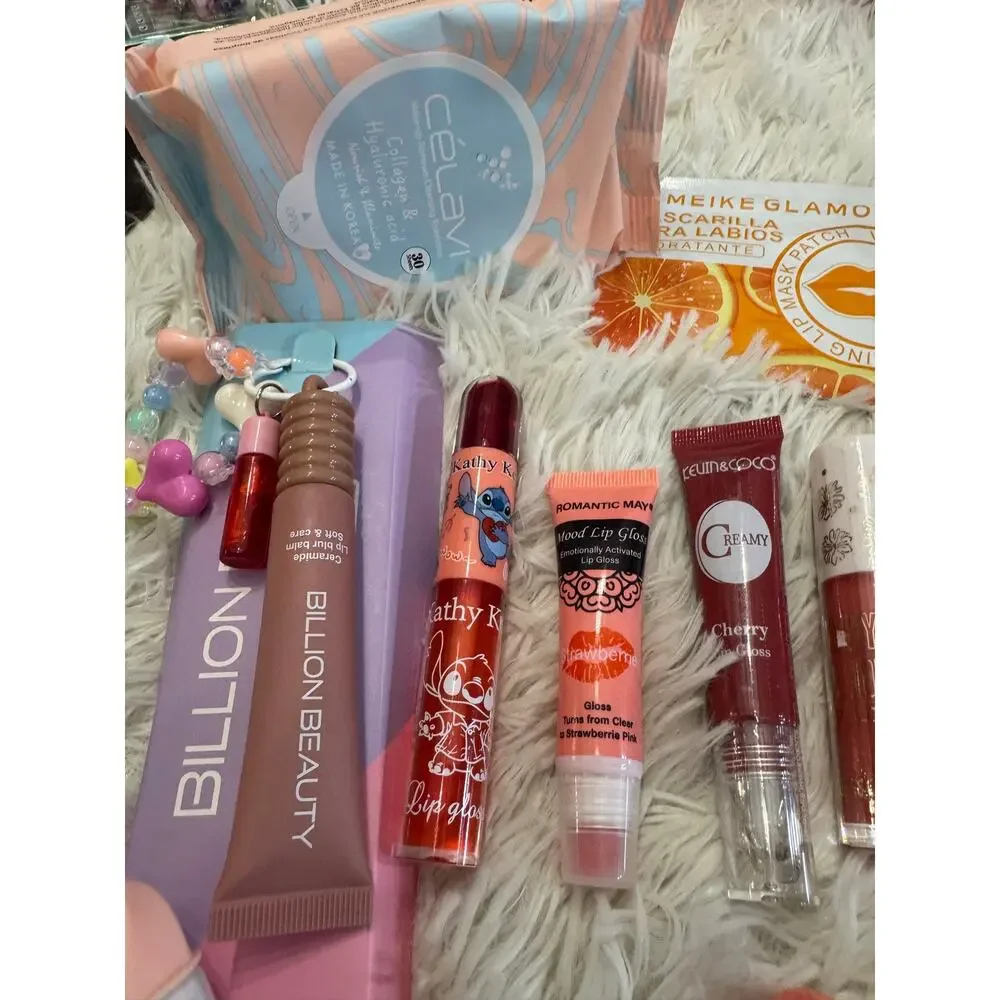 Beauty bundle 12 items wet wipes  eye mask lip gloss lip balm lip oil cream tint